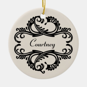 Ebony Chic Damask Ornament