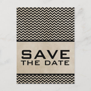 Ebony Chic Zickzack Save the Date Postkarte