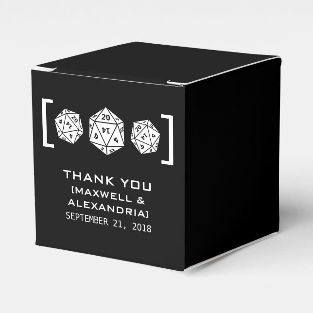 Ebony D20 Dice Gamer Gefälligkeitsboxen Geschenkschachtel (Vorderseite)