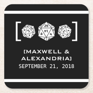 Ebony D20 Dice Gamer Paper-Untersetzer Rechteckiger Pappuntersetzer