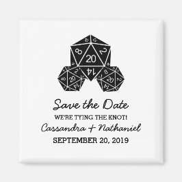 Ebony D20 Dice Save the Date Magnet