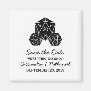 Ebony D20 Dice Save the Date Magnet