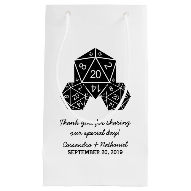 Ebony D20 Dice Wedding Gift Bag Kleine Geschenktüte (Vorderseite)