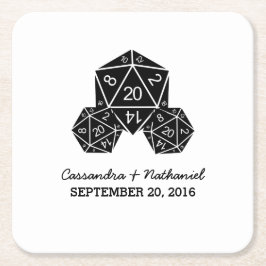 Ebony D20 Würfel Hochzeitspapier-Untersetzer Rechteckiger Pappuntersetzer