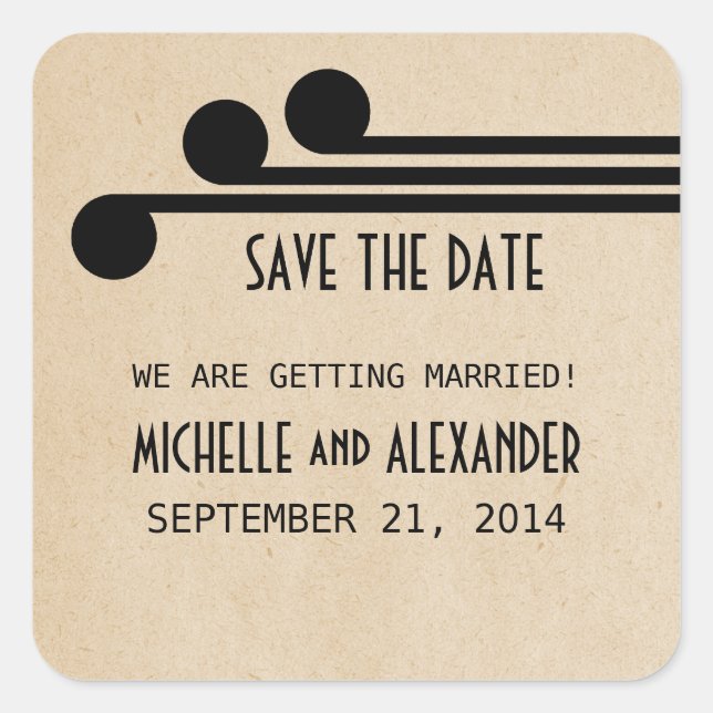 Ebony Deko Chic Save the Date Stickers (Vorderseite)