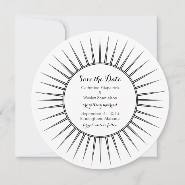 Ebony Deko Retro Save the Date einladen (Vorderseite)