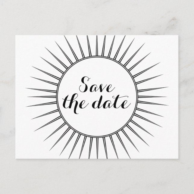 Ebony Deko Retro Save the Date Postkarte (Vorderseite)