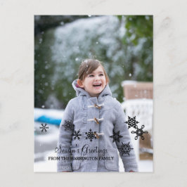 Ebony Elegante Snowflakes Foto Postkarte