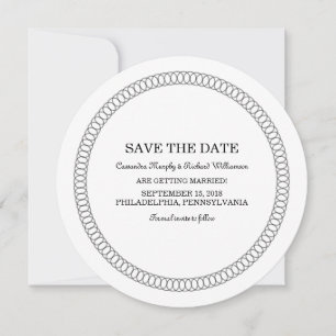 Ebony Encirclated Round Save the Date einladen Einladung