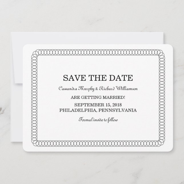 Ebony Encirclated Rounded Save the Date einladen Einladung (Vorderseite)