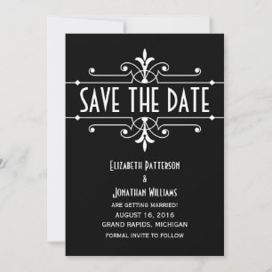 Ebony Extravagant Ornamental Save the Date einlade Einladung