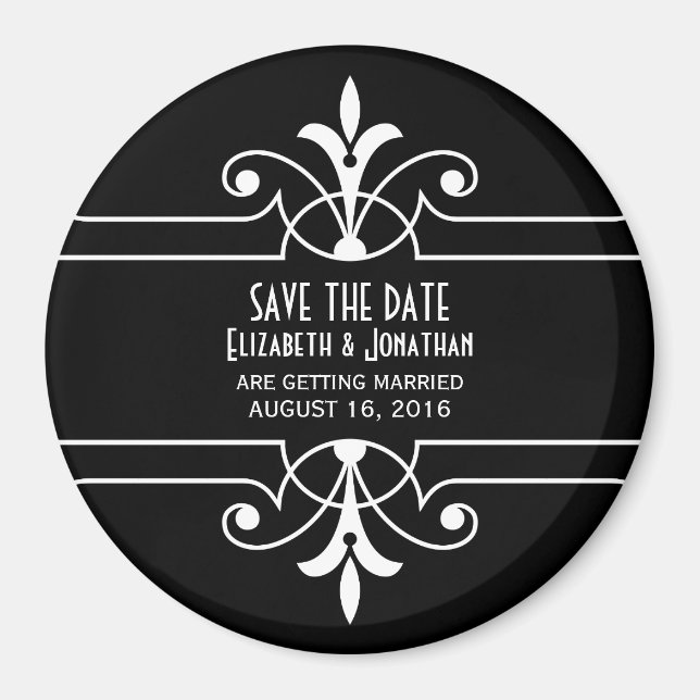 Ebony Extravagant Ornamental Save the Date Magnet (Vorne)
