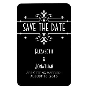 Ebony Extravagant Ornamental Save the Date Magnet