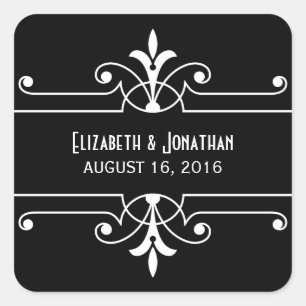 Ebony Extravagant Ornamental Wedding Stickers