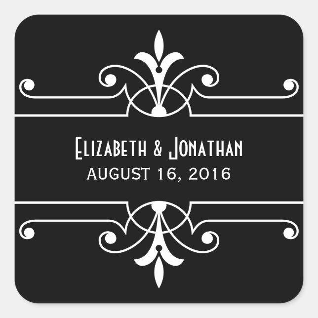 Ebony Extravagant Ornamental Wedding Stickers (Vorderseite)