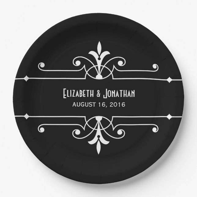Ebony Extravagante Zierpapier-Teller Pappteller (Vorderseite)