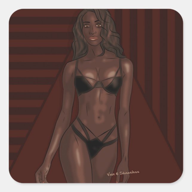 ebony eyes quadratischer aufkleber (Vorderseite)