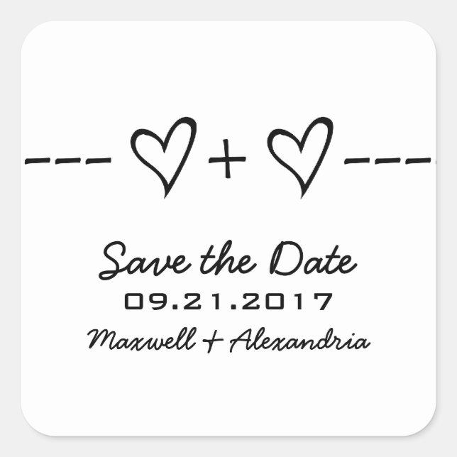Ebony Heart Equation Save the Date Stickers (Vorderseite)
