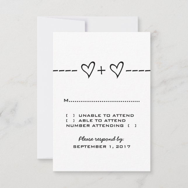 Ebony Heart Equity Response Card RSVP Karte (Vorderseite)