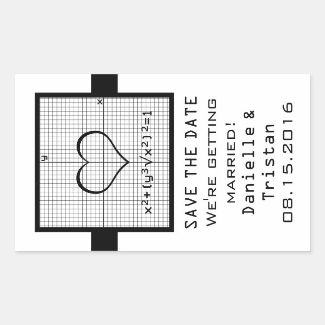 Ebony Heart Mah Graph Save the Date Stickers (Vorderseite)