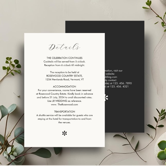 Ebony & Ivory | Chic QR Code Hochzeitdetails RSVP Karte (Von Creator hochgeladen)
