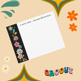 Ebony LIEBE Blume Groovy 70er-Theme Flat Note Card Dankeskarte