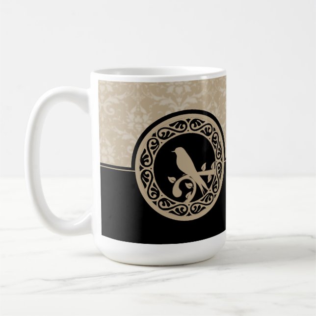 Ebony Lovebird Damask Tasse (Links)