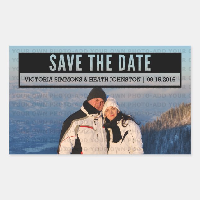 Ebony Modern Cut Out Save the Date Stickers (Vorderseite)