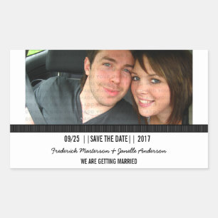 Ebony Modern Foto Save the Date Stickers