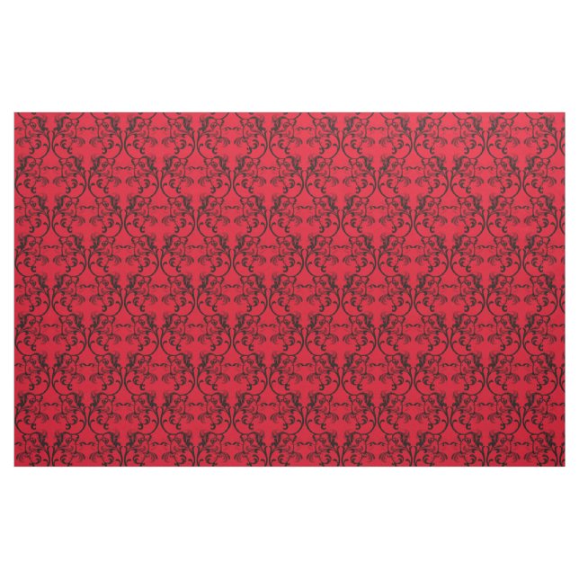 Ebony Red Parisian Damask Muster Fabric Stoff (Fat Quarter (45,7 x 55,9 cm))