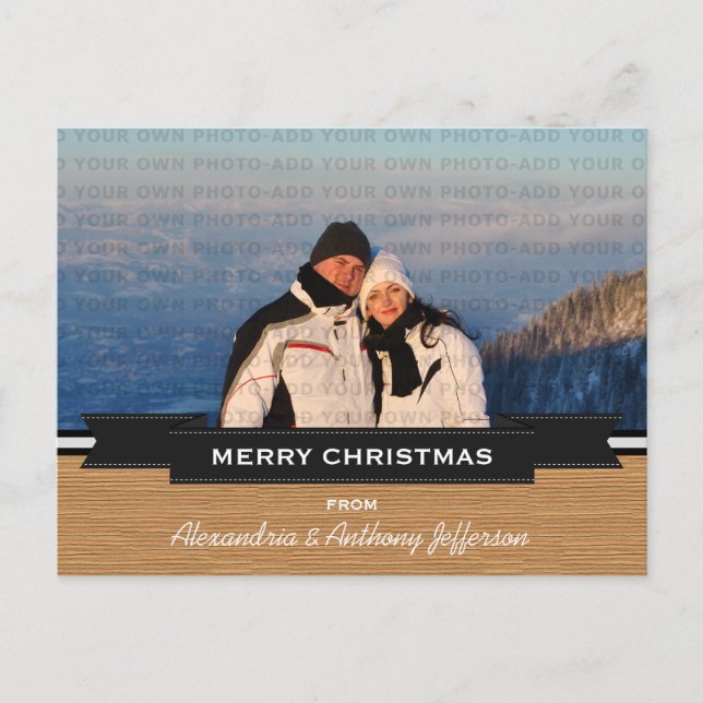 Ebony Rustic Banner Holiday Foto Postkarte (Vorderseite)