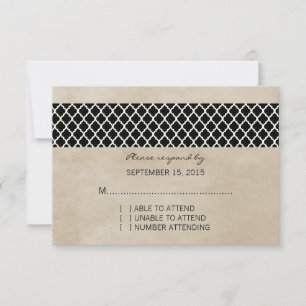 Ebony Rustic Quatrefolie Response Card RSVP Karte