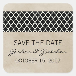 Ebony Rustic Quatrefolien Save the Date Stickers