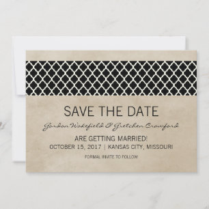 Ebony Rustic Vierblatt Save the Date Einladung