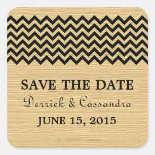 Ebony Rustic Zickzack Save the Date Stickers