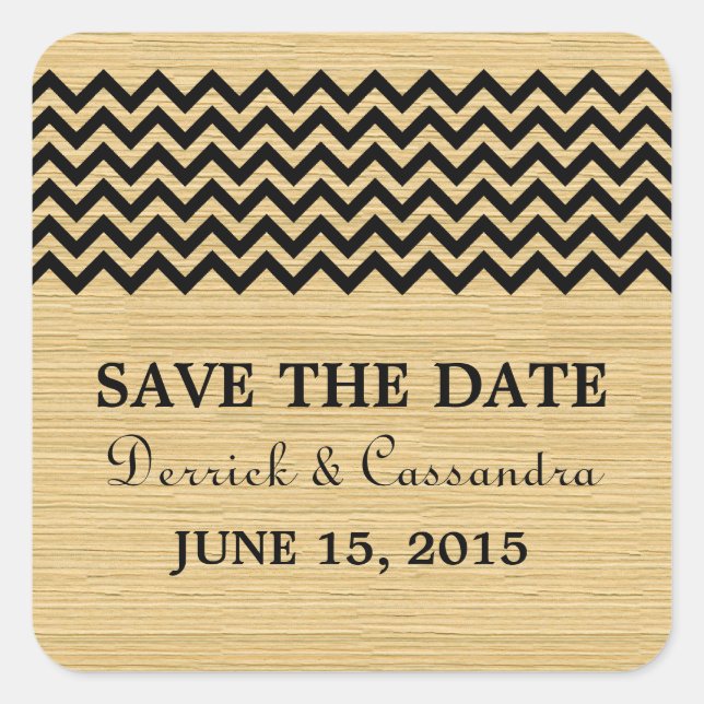 Ebony Rustic Zickzack Save the Date Stickers (Vorderseite)