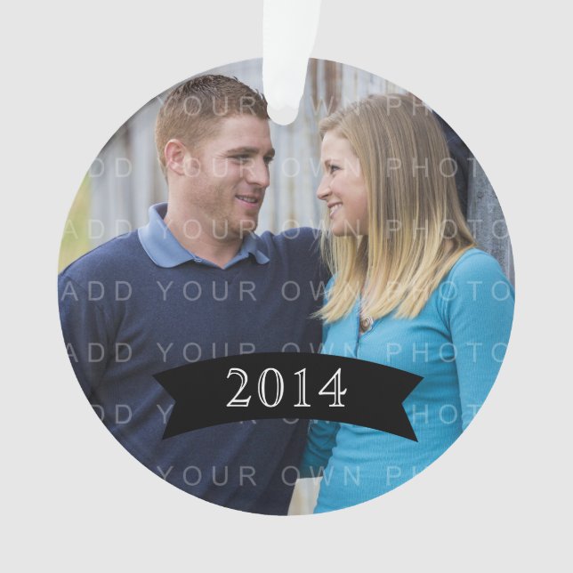 Ebony Simple Banner Foto Ornament (Vorderseite)