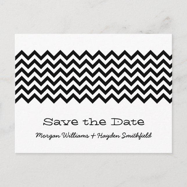 Ebony Simple Zickzack Save the Date Postkarte (Vorderseite)