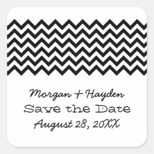 Ebony Simple Zickzack Save the Date Stickers