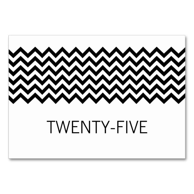 Ebony Simple Zickzack Table Card Tischnummer (Vorderseite)