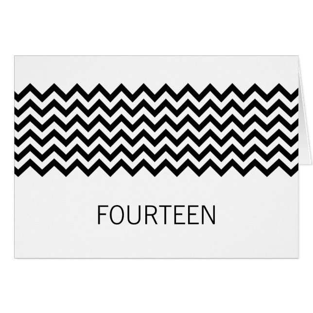 Ebony Simple Zickzack Tischnummer Card (Vorderseite (Horizontal))