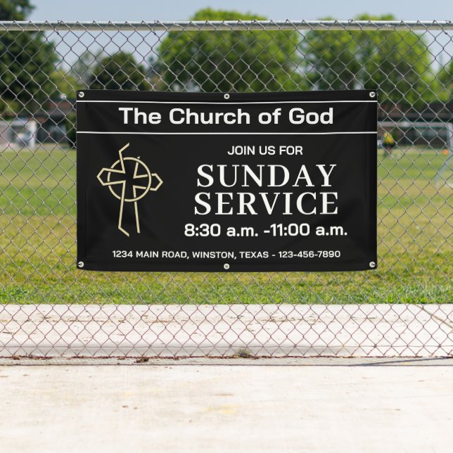 Ebony-Sonntagsgottesdienst-Kirchenbanner mit Ihrem Banner (Insitu)