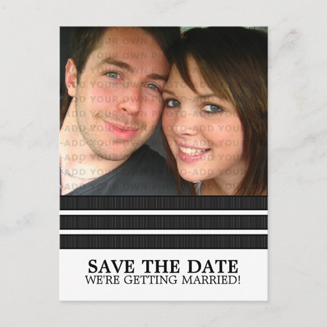 Ebony Triple Stripe Save the Date Postkarte (Vorderseite)