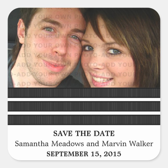 Ebony Triple Stripe Save the Date Stickers (Vorderseite)