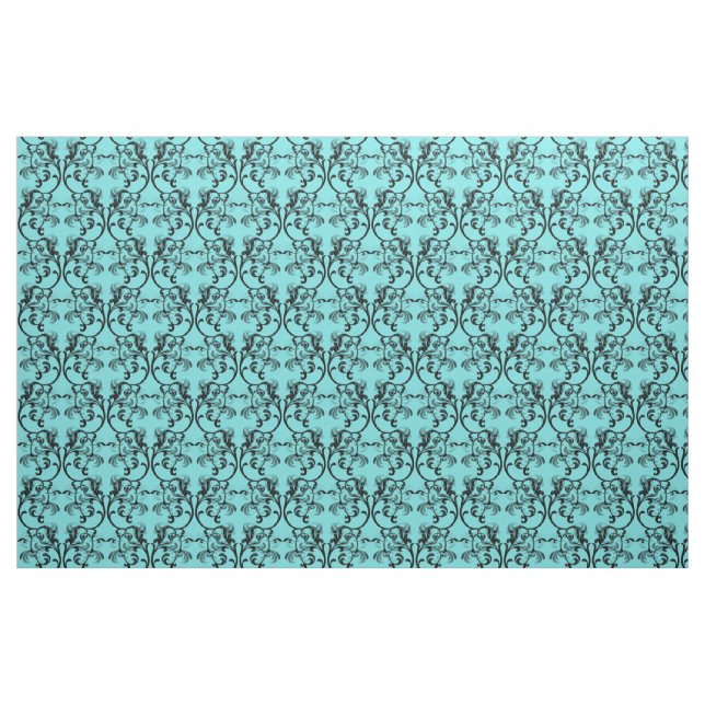 Ebony Turquoise Parisian Damask Muster Fabric Stoff (Fat Quarter (45,7 x 55,9 cm))
