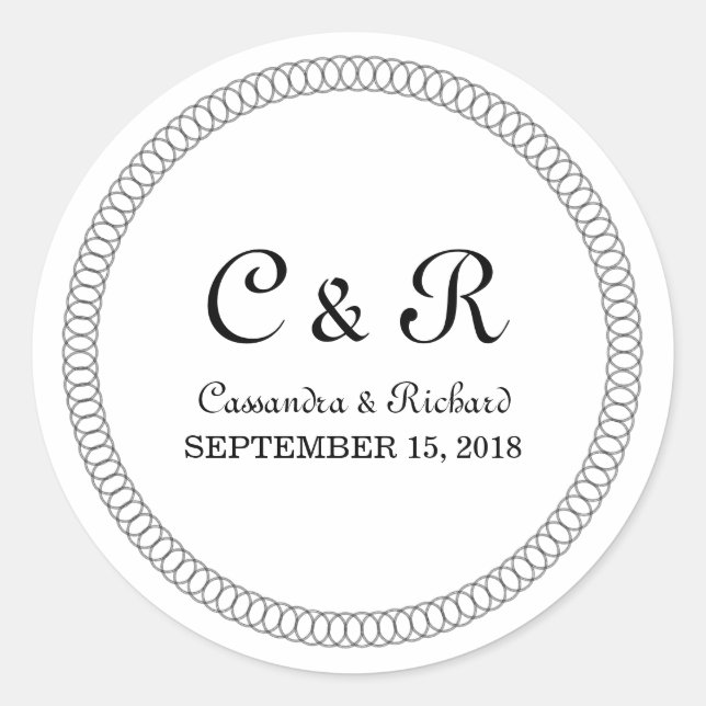 Ebony umringt Round Wedding Stickers (Vorderseite)