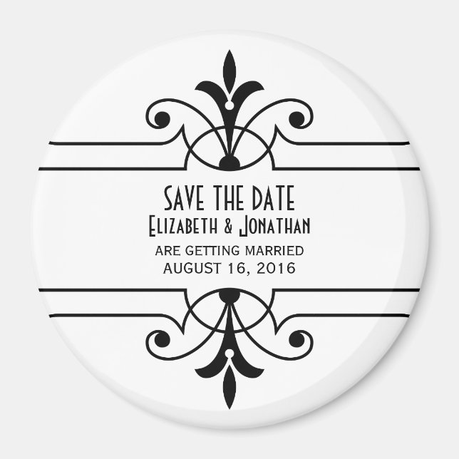 Ebony v2 Extravagant Ornamental Save the Date Magn Magnet (Vorne)