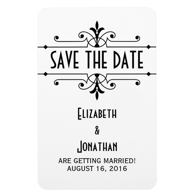 Ebony v2 Extravagant Ornamental Save the Date Magn Magnet (Vertikal)