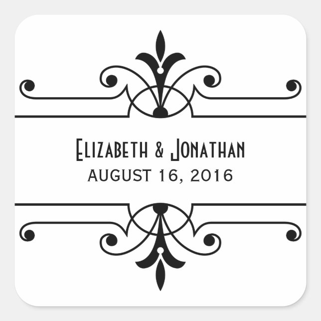Ebony v2 Extravagante Ornamental Wedding Stickers (Vorderseite)