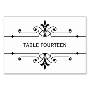 Ebony v2 Extravagante ornamentale Hochzeitskarte Tischnummer